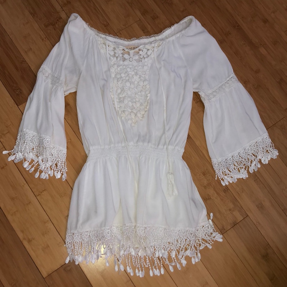 Off the shoulder white top